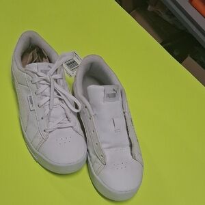 Puma White Low-Top Lace-Up Sneakers